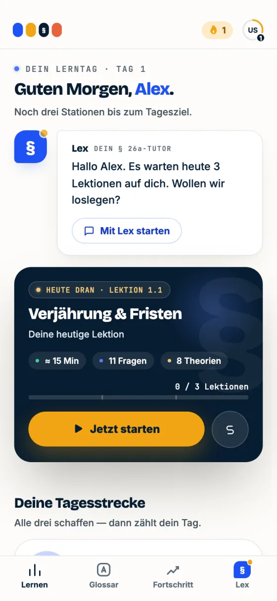 Lexam-App mit dem persönlichen Lernplan
